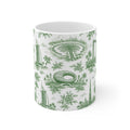 Dubai Green Toile de Jouy Ceramic Mug -  Coffee Cup (11oz; Ships from Europe)