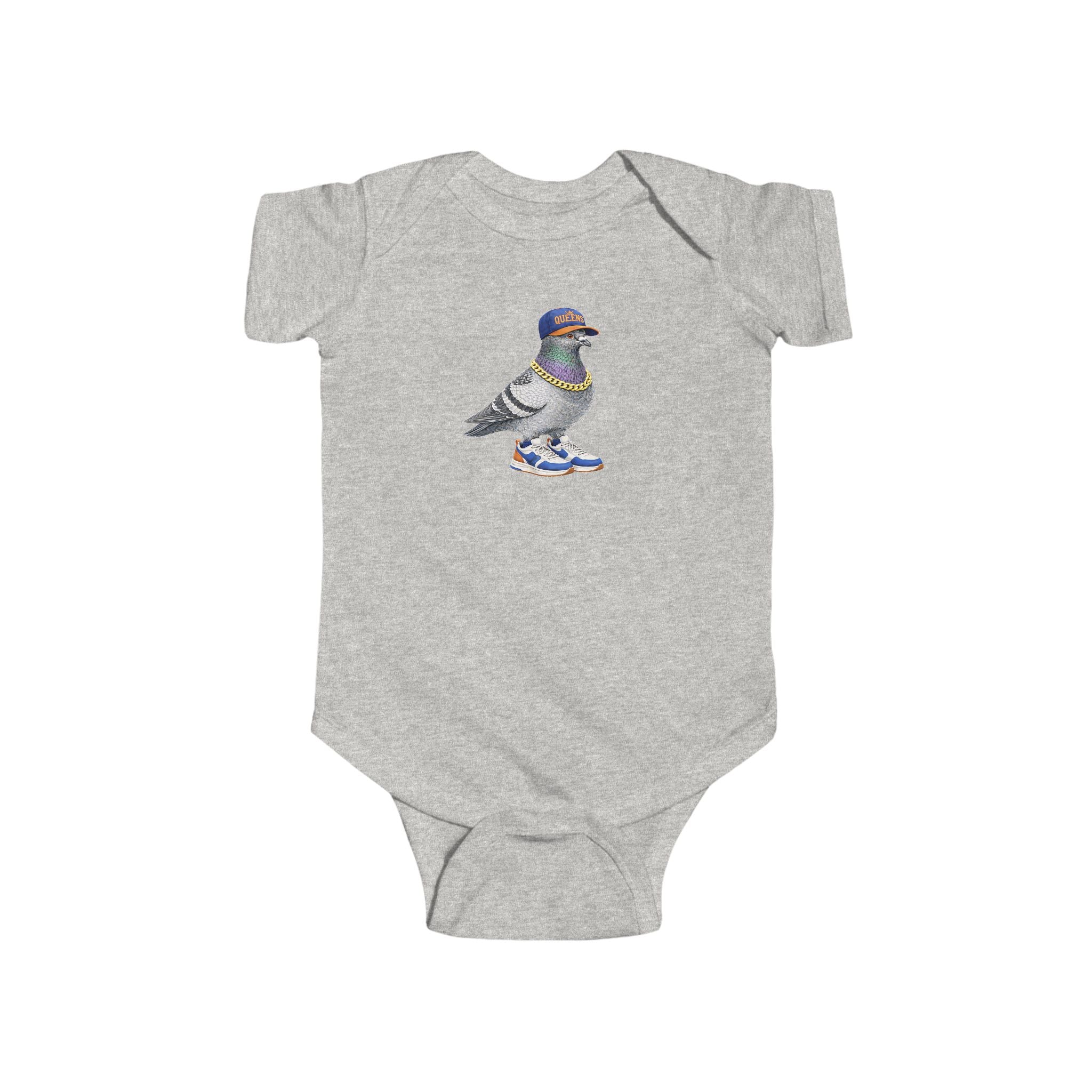 Customizable Queens NYC Pigeon Baby Onesie | New Yorker Reveal Infant Bodysuit