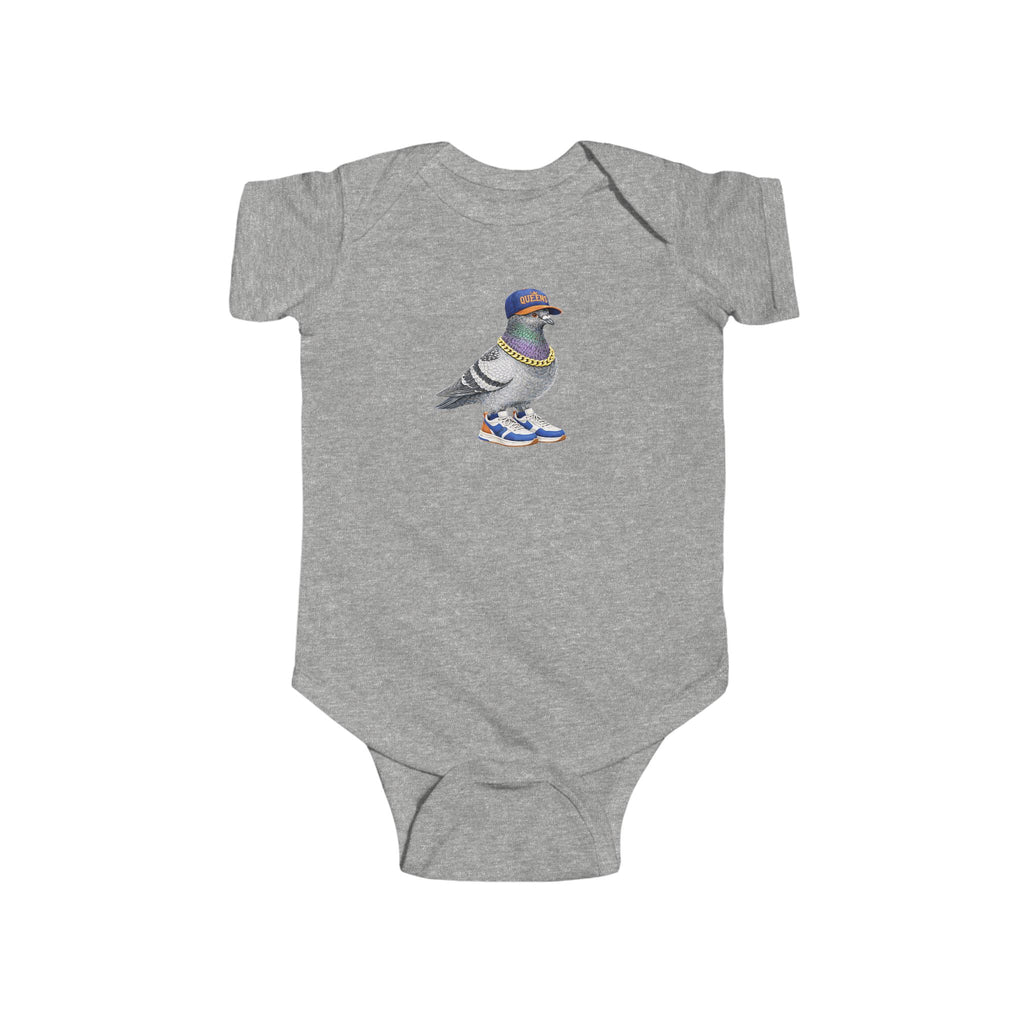 Customizable Queens NYC Pigeon Baby Onesie | New Yorker Reveal Infant Bodysuit