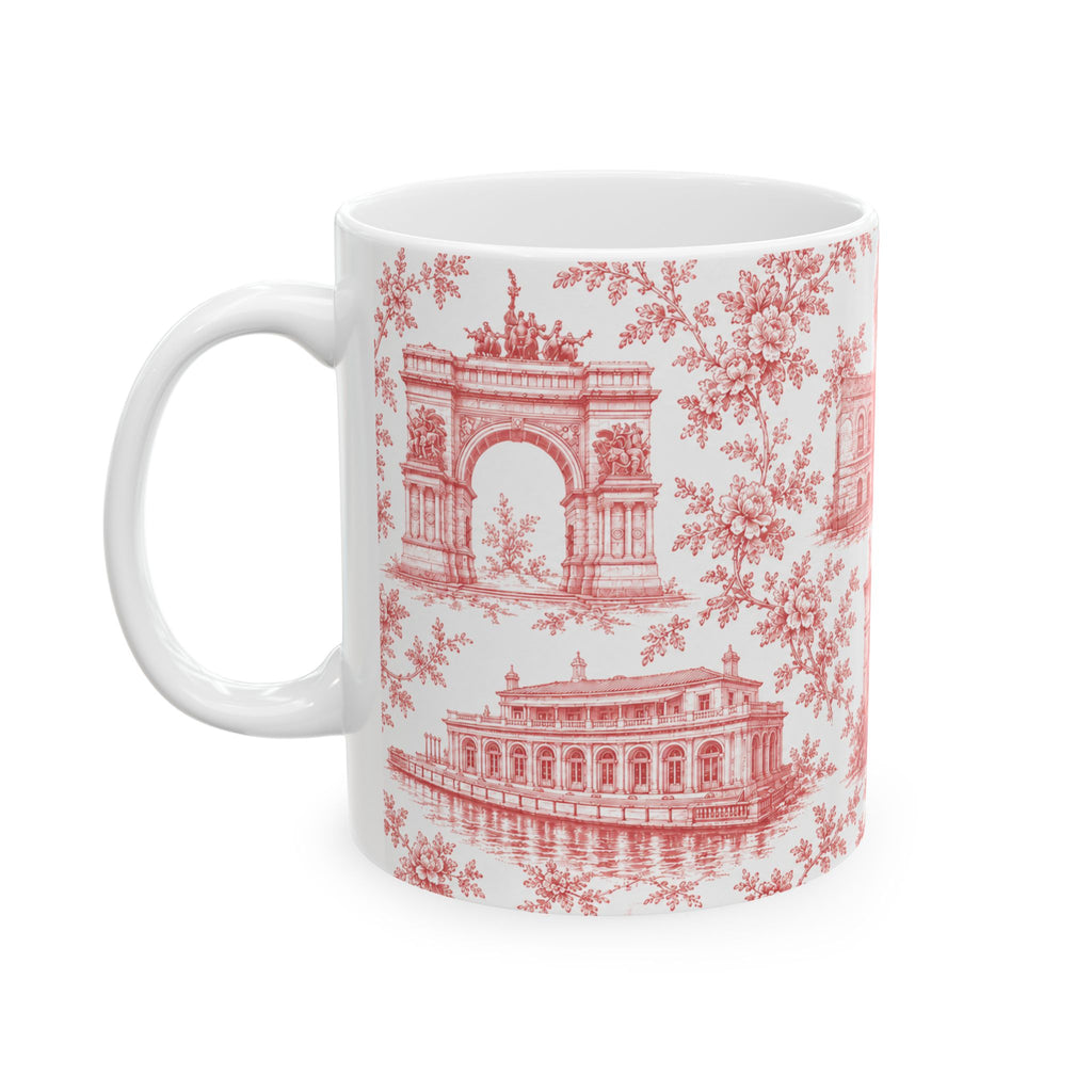 Park Slope Red Toile de Jouy Mug | NYC Chinoiserie Ceramic Coffee Cup