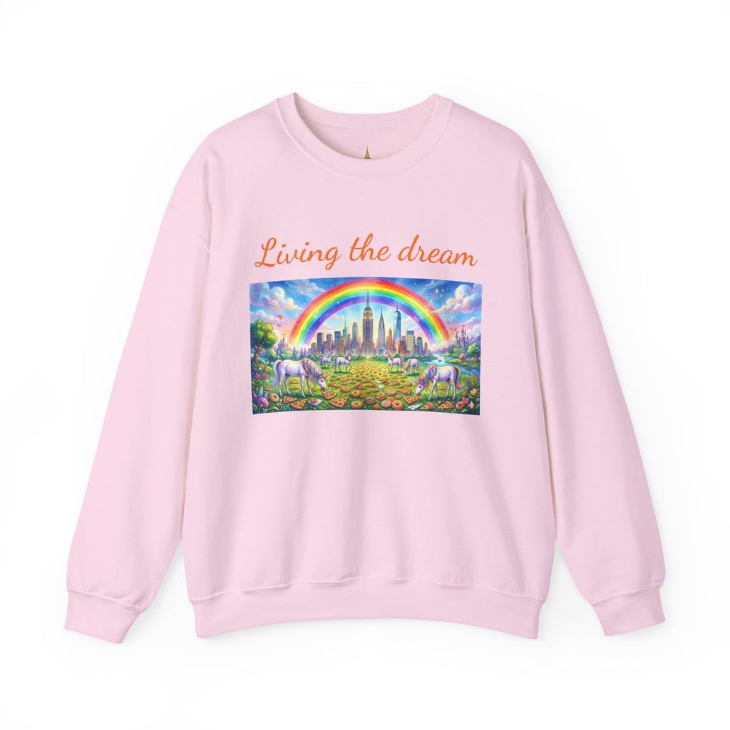 Sudadera NYC Living the Dream Nueva York Es un Cuento de Hadas con Arcoíris y Unicornios