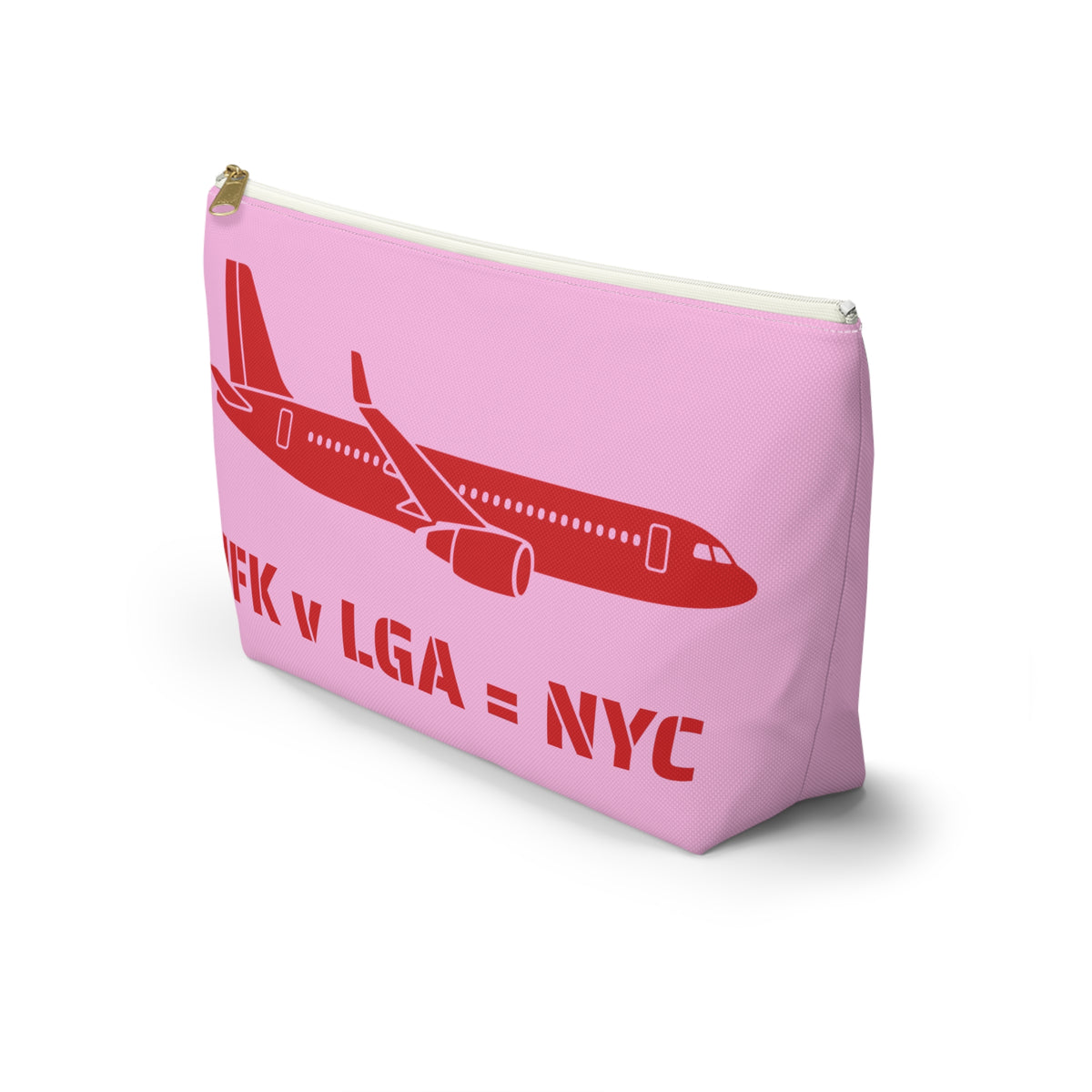 Travel Day NYC Airport Accessory Pouch — 'JFK v LGA = NYC' Travel Math Airplane Makeup Bag