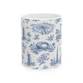 Dubai Blue Toile de Jouy Ceramic Mug — Ceramic 11oz Coffee Cup