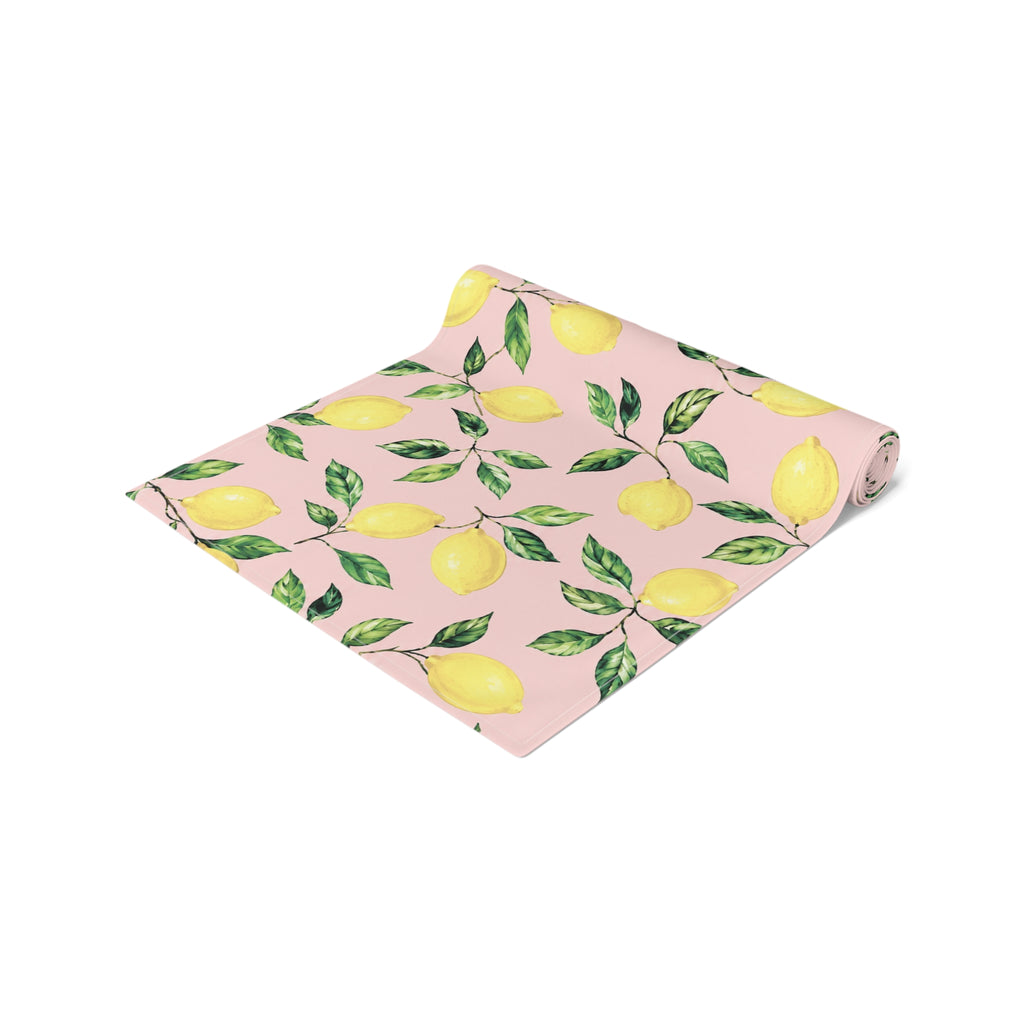 Little Italy Amalfi Pink with Lemon Table Runner – Mediterranean Dining Decor