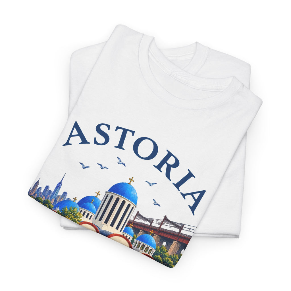 Astoria New York Travel T-Shirt   Santorini-inspired Queens Tee