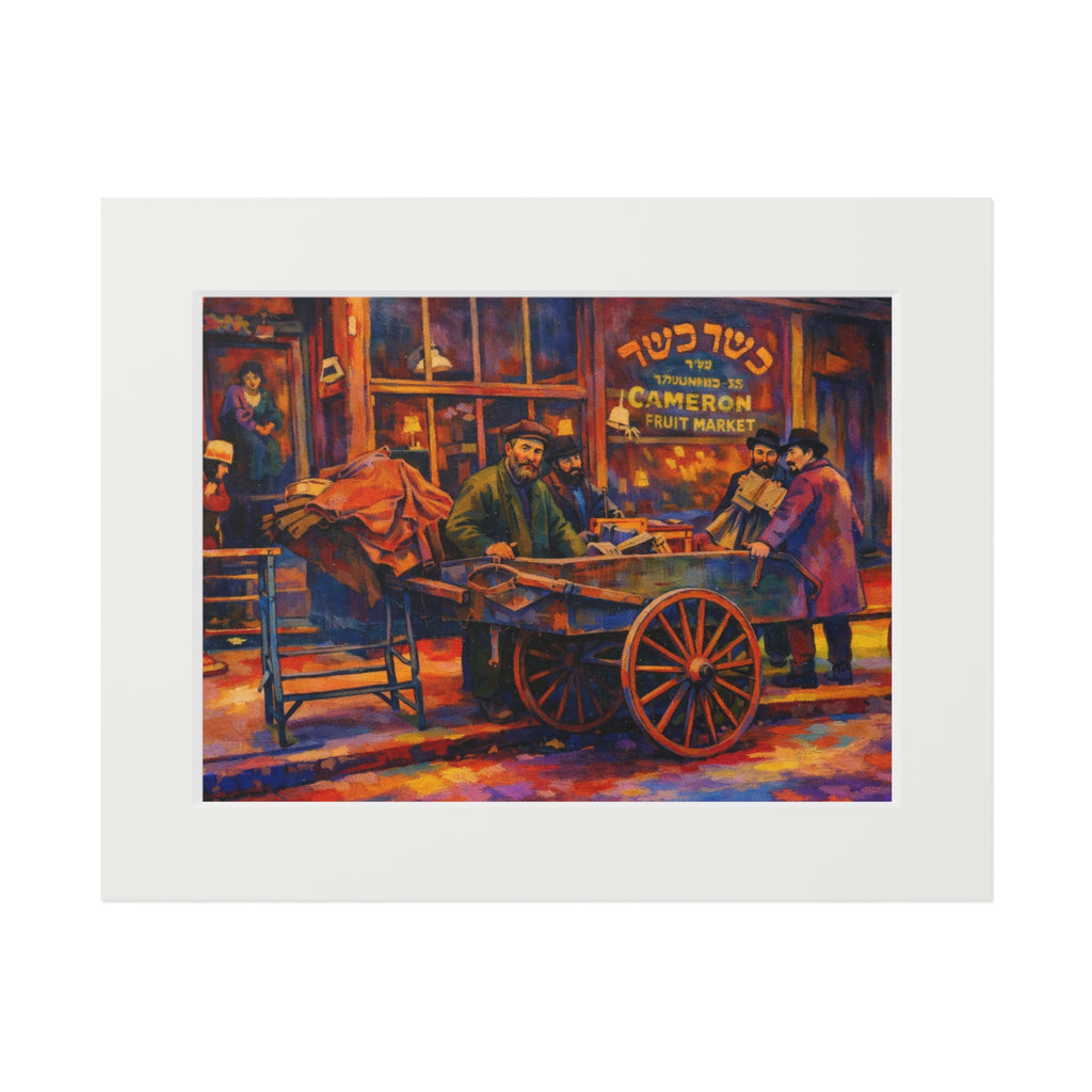 Colorized Historic Lower East Side 1 | Old New York Street Vendor Mat Frame