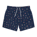 Icons of the Hamptons Swim Trunks — Men's Navy All-Over Coastal Pattern