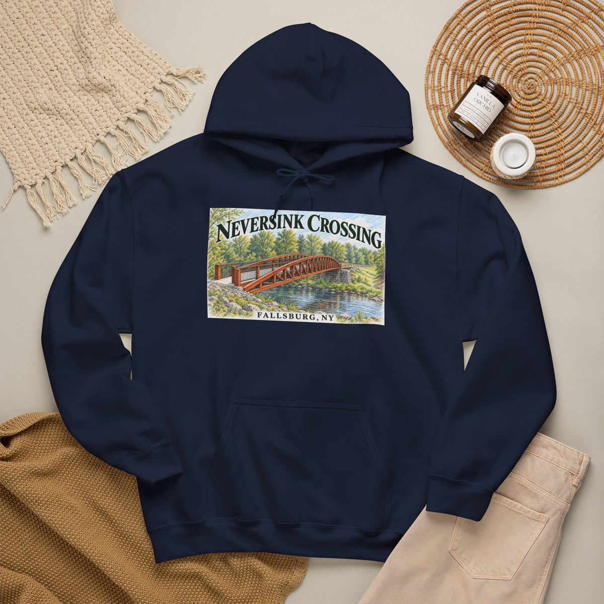 Neversink Crossing Fallsburg Catskills Upstate New York Pullover Hoodie