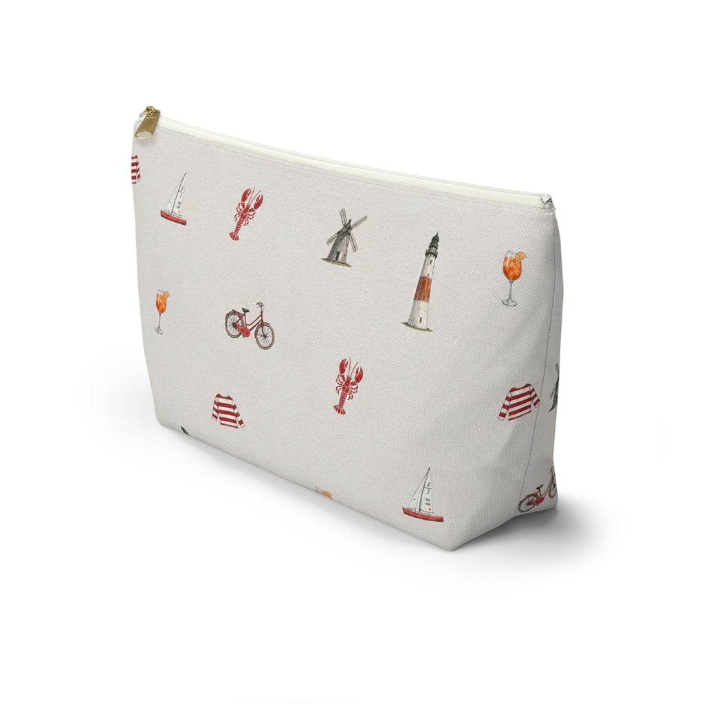 Icons of The Hamptons Large Heather Gray Pouch — T-Bottom Makeup & Travel Organizer