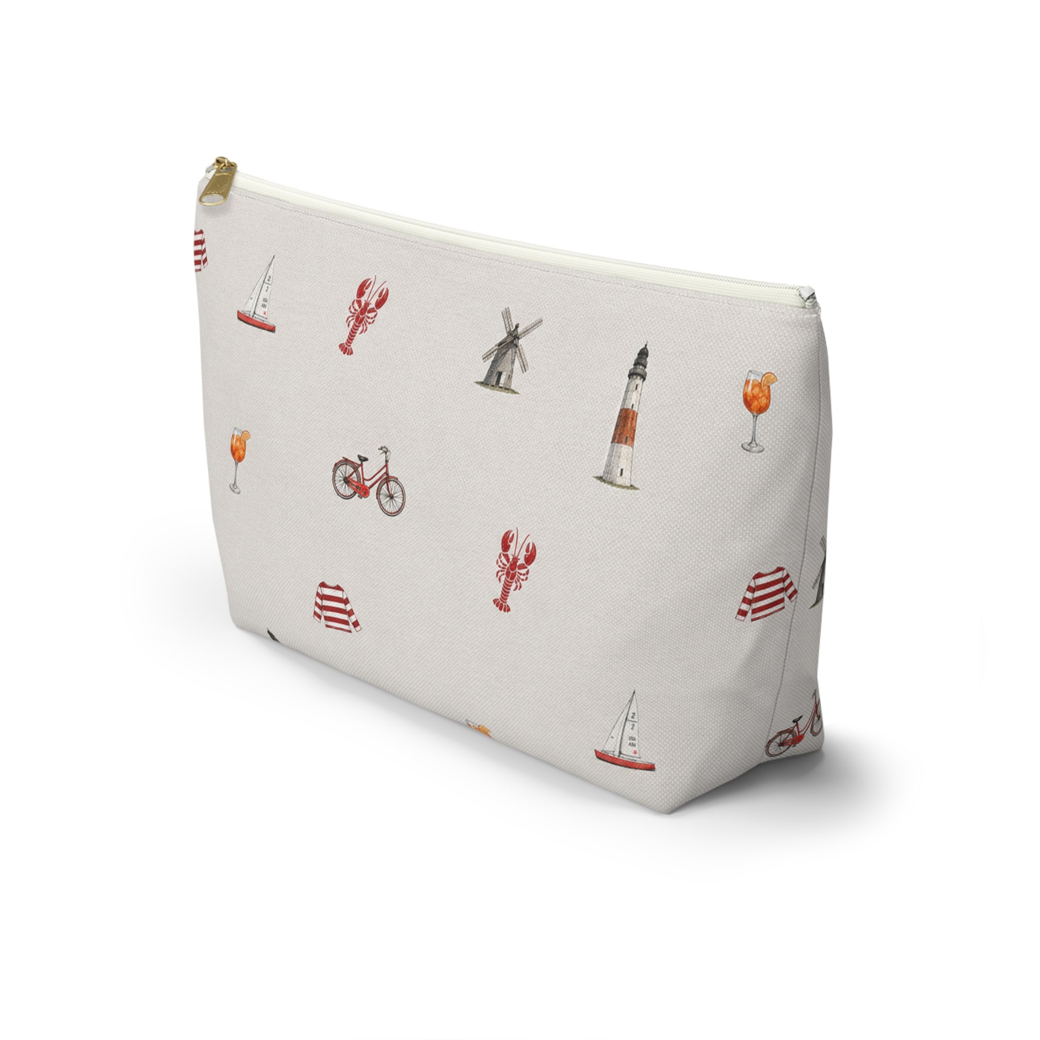 Icons of The Hamptons Large Heather Gray Pouch — T-Bottom Makeup & Travel Organizer