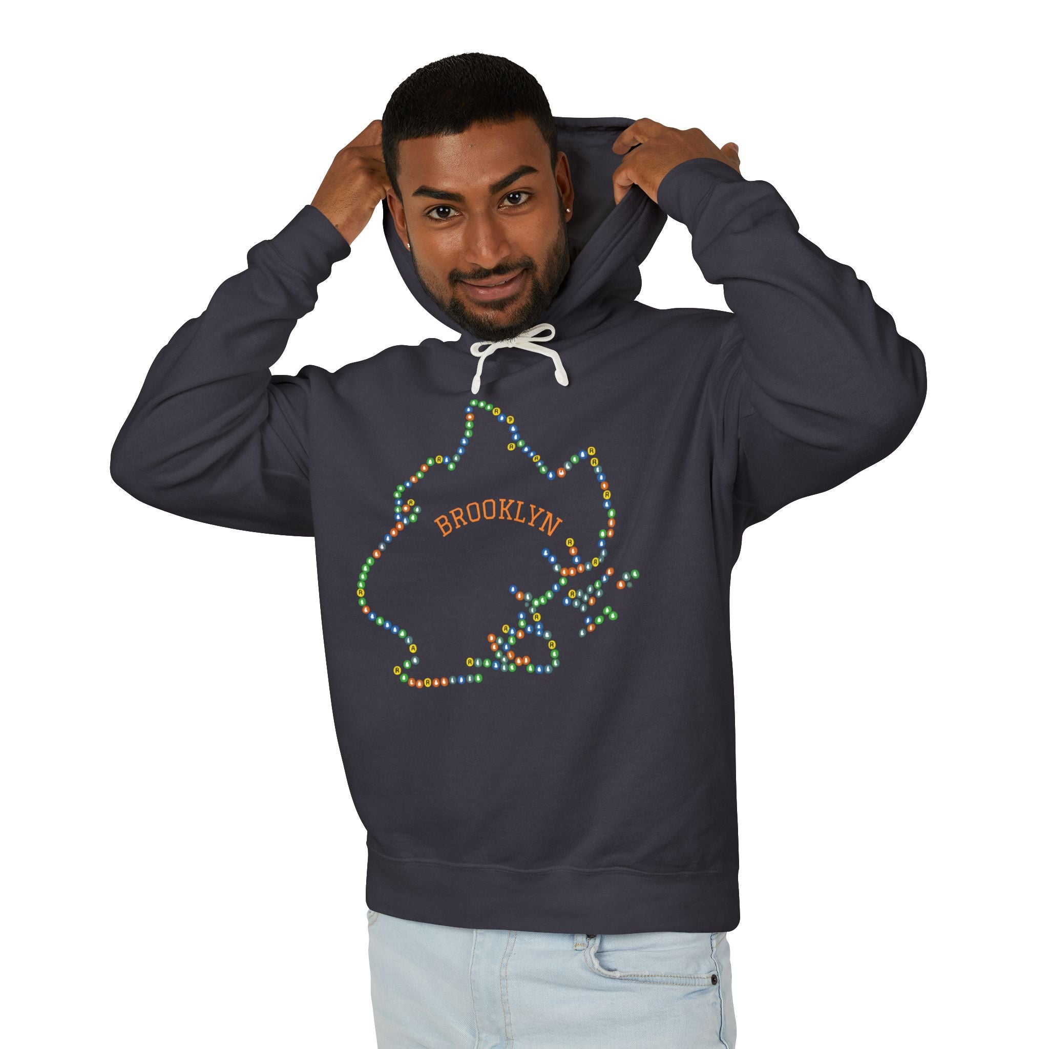 Brooklyn Map Subway Hoodie | New York Borough Outline Hooded Sweatshirt