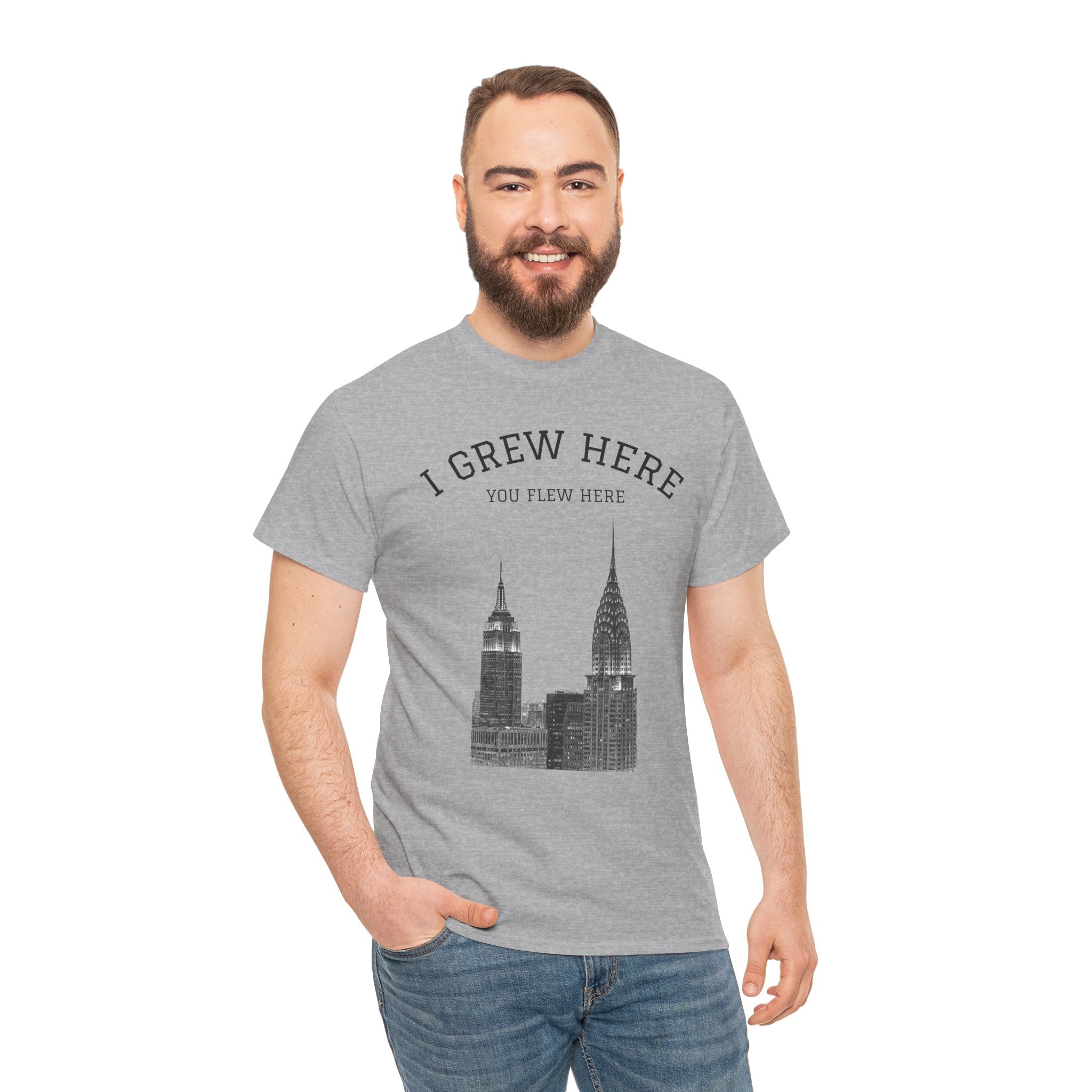 New York City Skyline Tee | I Grew Here You Flew Here Empire State & Chrysler Buildings Manhattan Tee