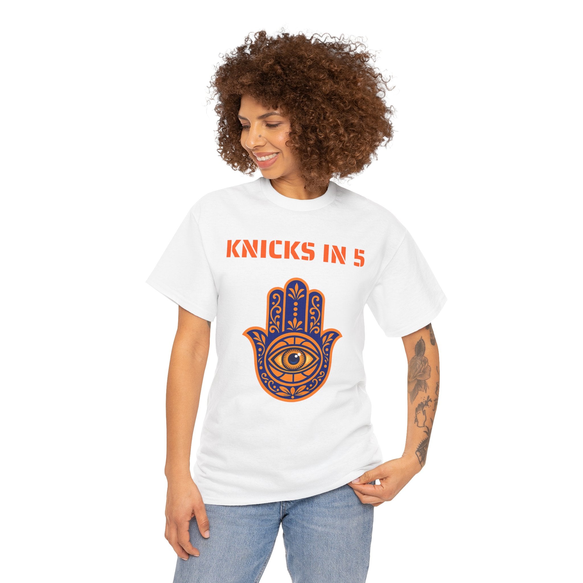 Knicks In Five Tee | New York Basketball Hamsa T-Shirt