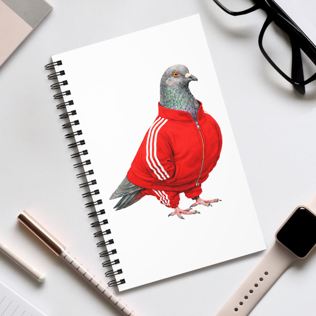 Cuaderno espiral personalizable de Brighton Beach NYC Paloma | Cuaderno para amantes de las aves de Brooklyn Track Suit
