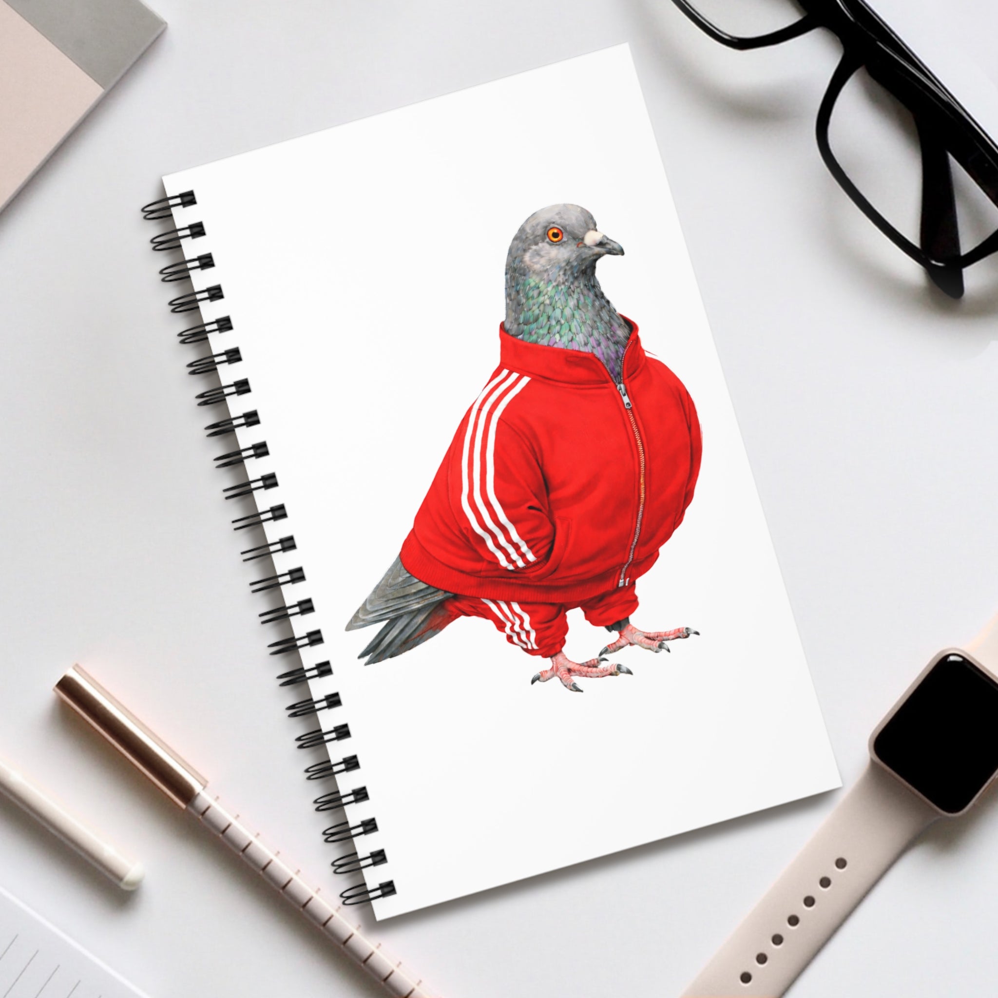 Cuaderno espiral personalizable de Brighton Beach NYC Paloma | Cuaderno para amantes de las aves de Brooklyn Track Suit