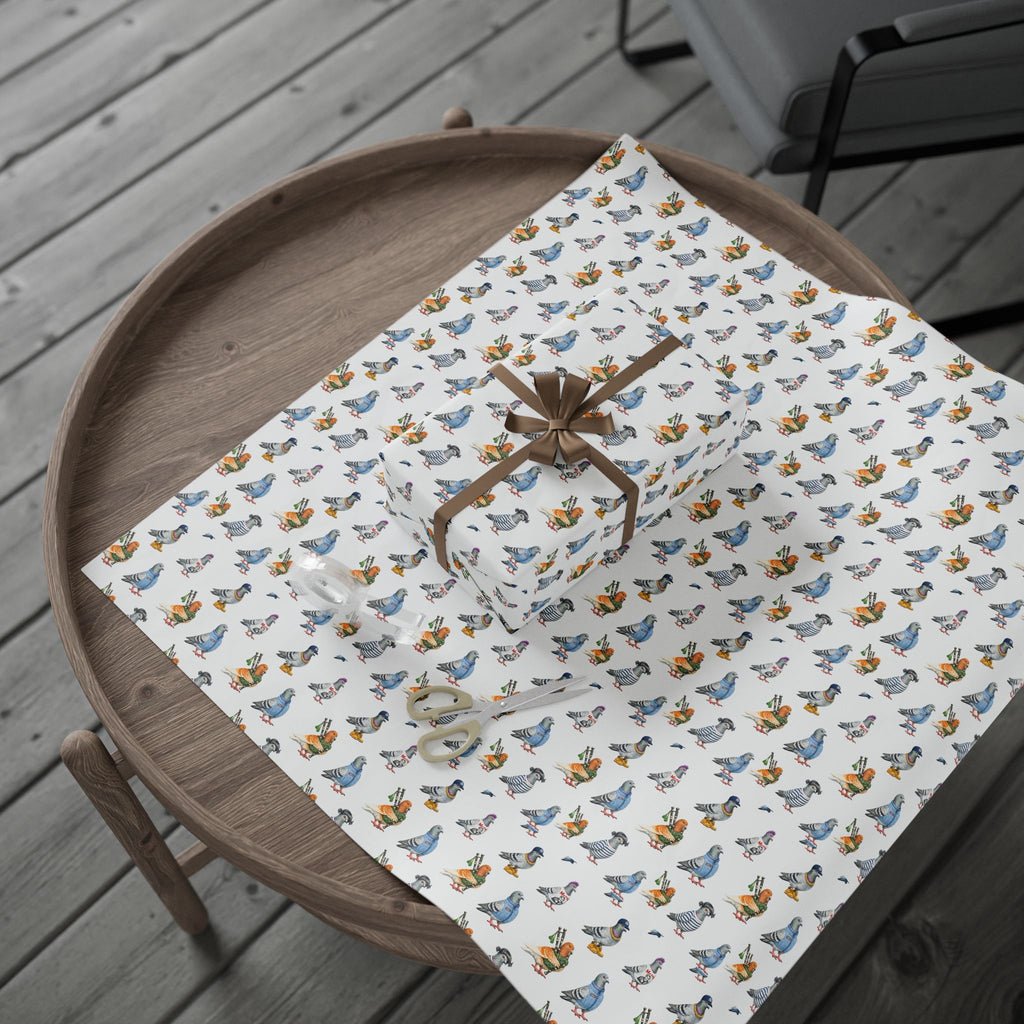 NYC Pigeons Pattern Gift Wrap Paper | Bird Lover Wrapping Paper Roll