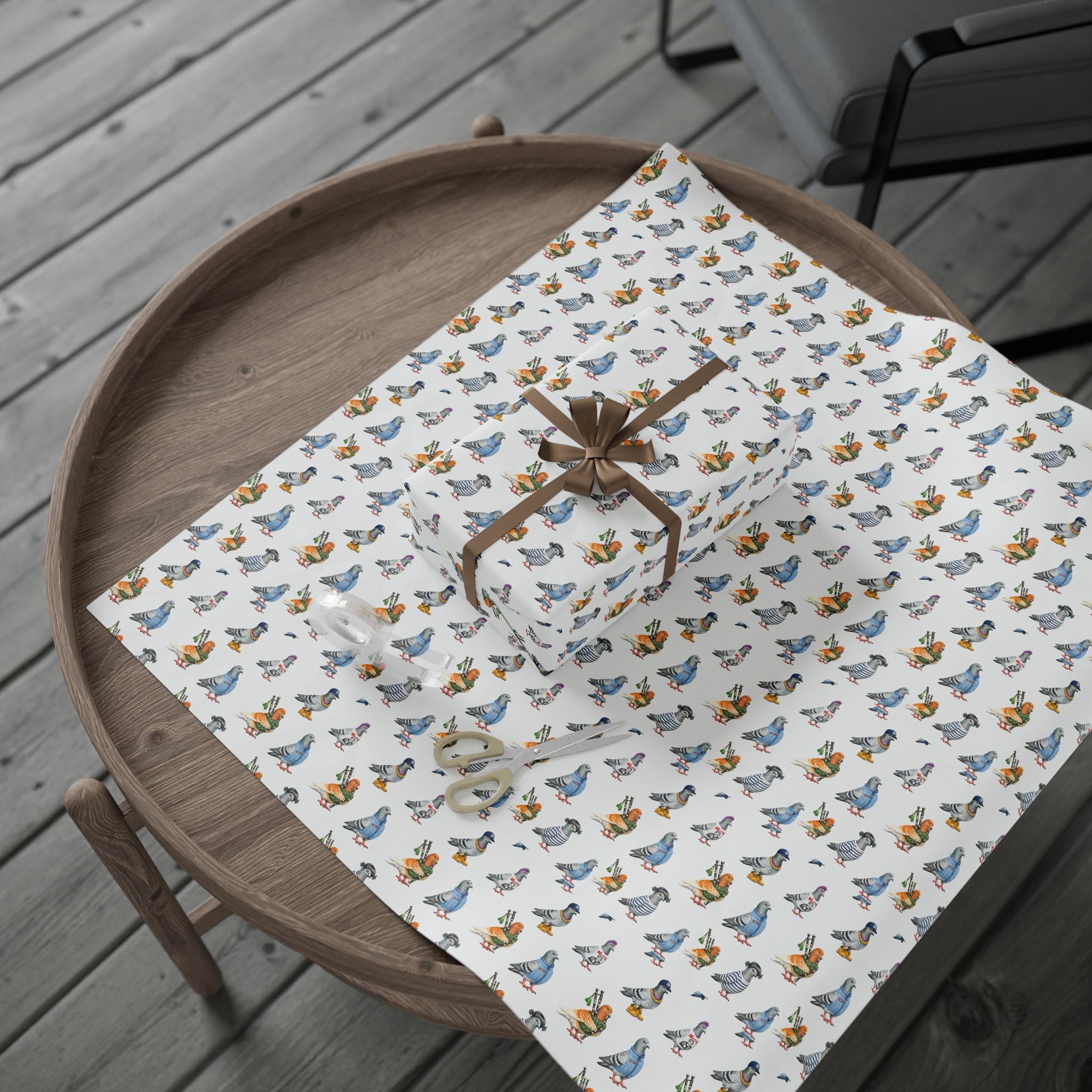 NYC Pigeons Pattern Gift Wrap Paper | Bird Lover Wrapping Paper Roll