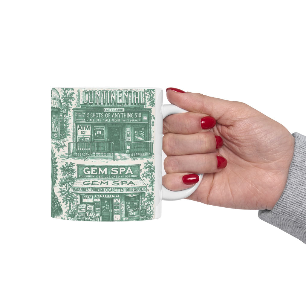 East Village Green Toile de Jouy Mug | NYC Chinoiserie Ceramic Mug