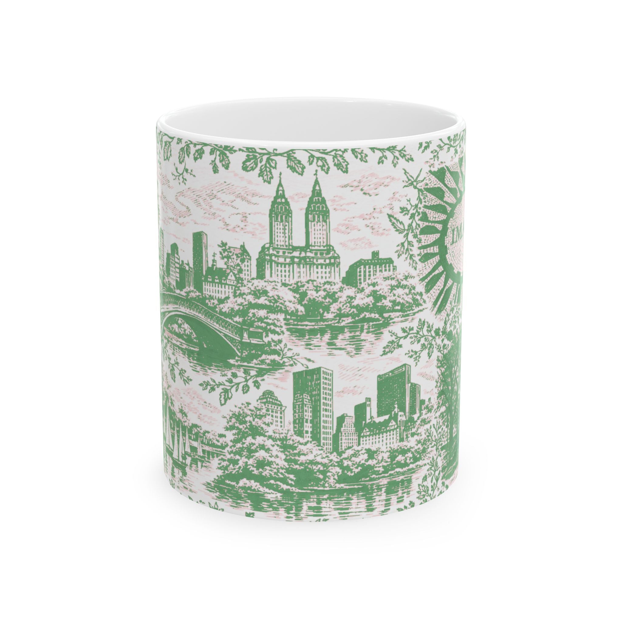Central Park Green Toile de Jouy Mug | NYC Chinoiserie Ceramic Coffee Cup