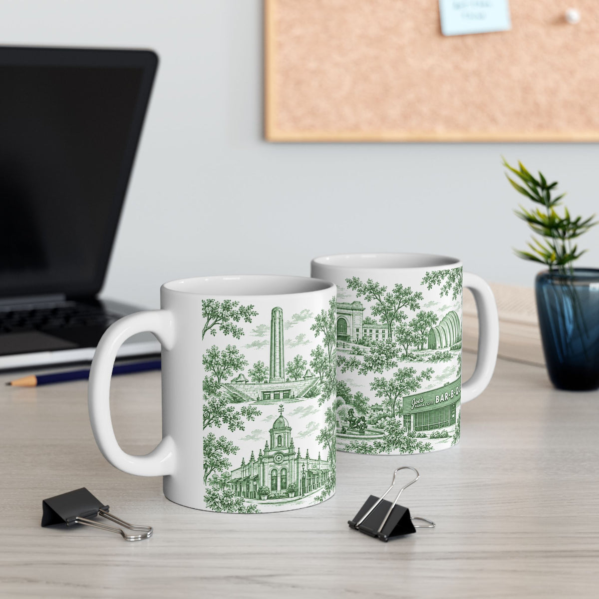 Kansas City Green Toile de Jouy 11oz Ceramic Mug
