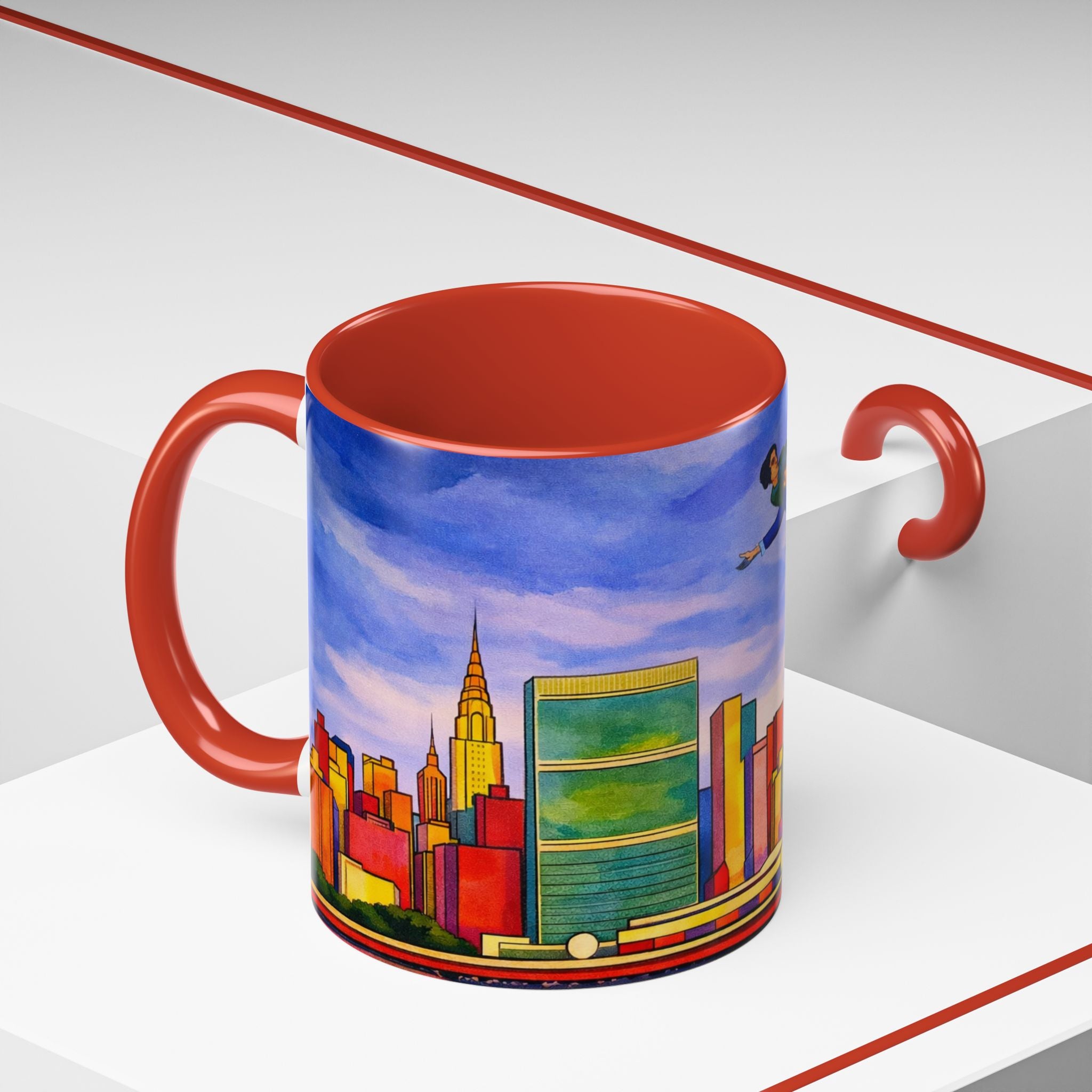 Over The Town  Marc Chagall-inspired Fan Art Manhattan Skyline NYC Accent Coffee Mug