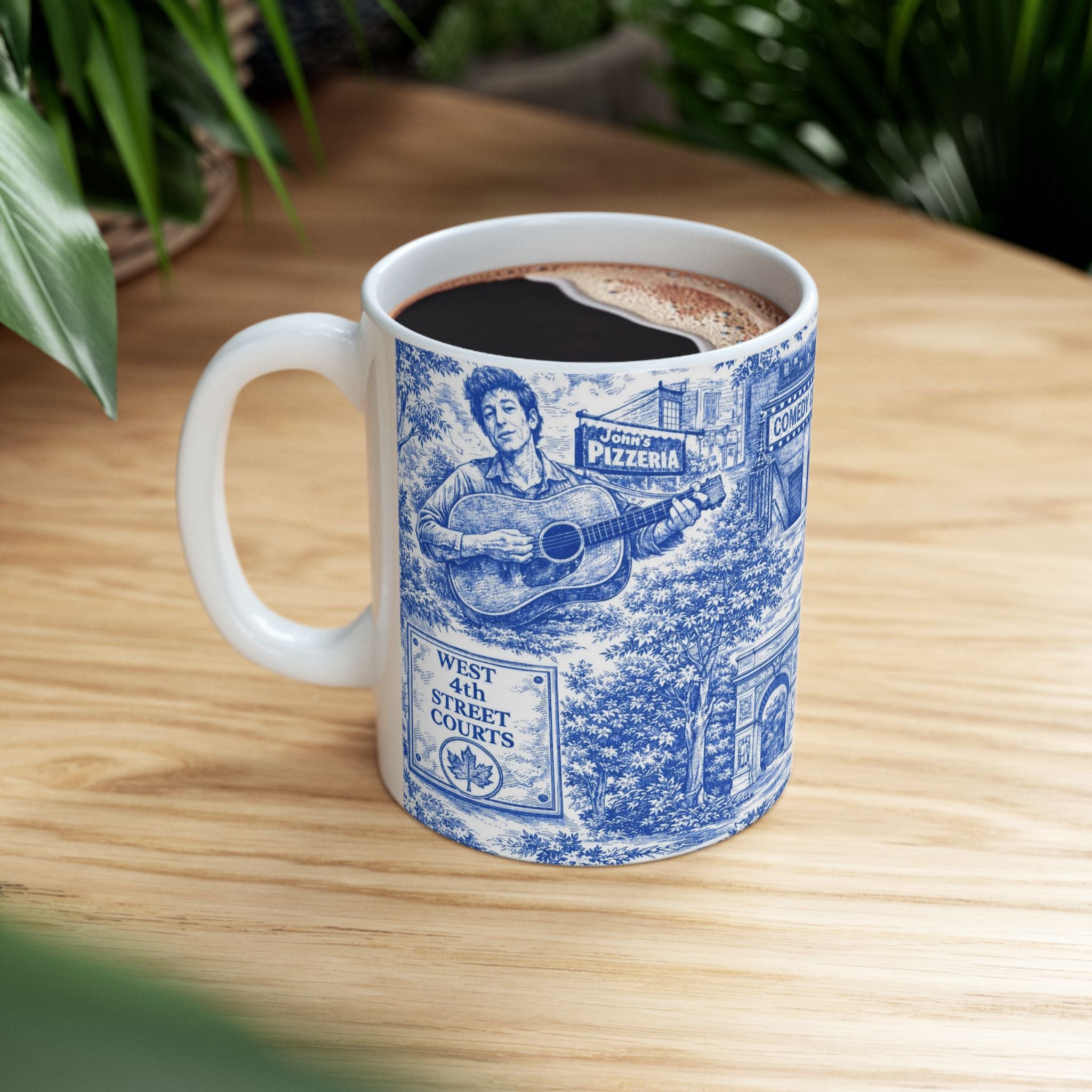 Greenwich Village Blue and White Toile de Jouy Mug | NYC Chinoiserie Ceramic Coffee Cup