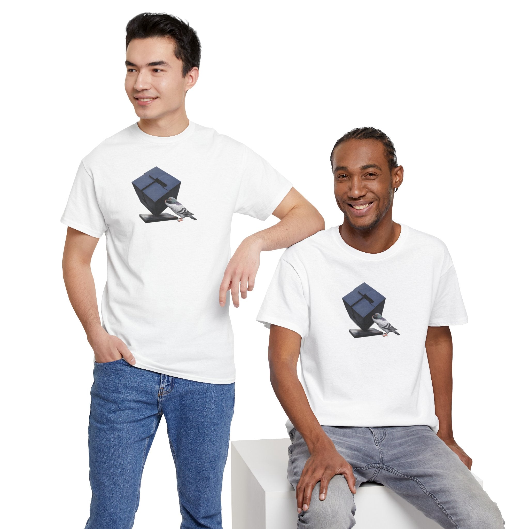 Customizable Astor Place NYC Pigeon T-Shirt | Alamo Black Cube Tee