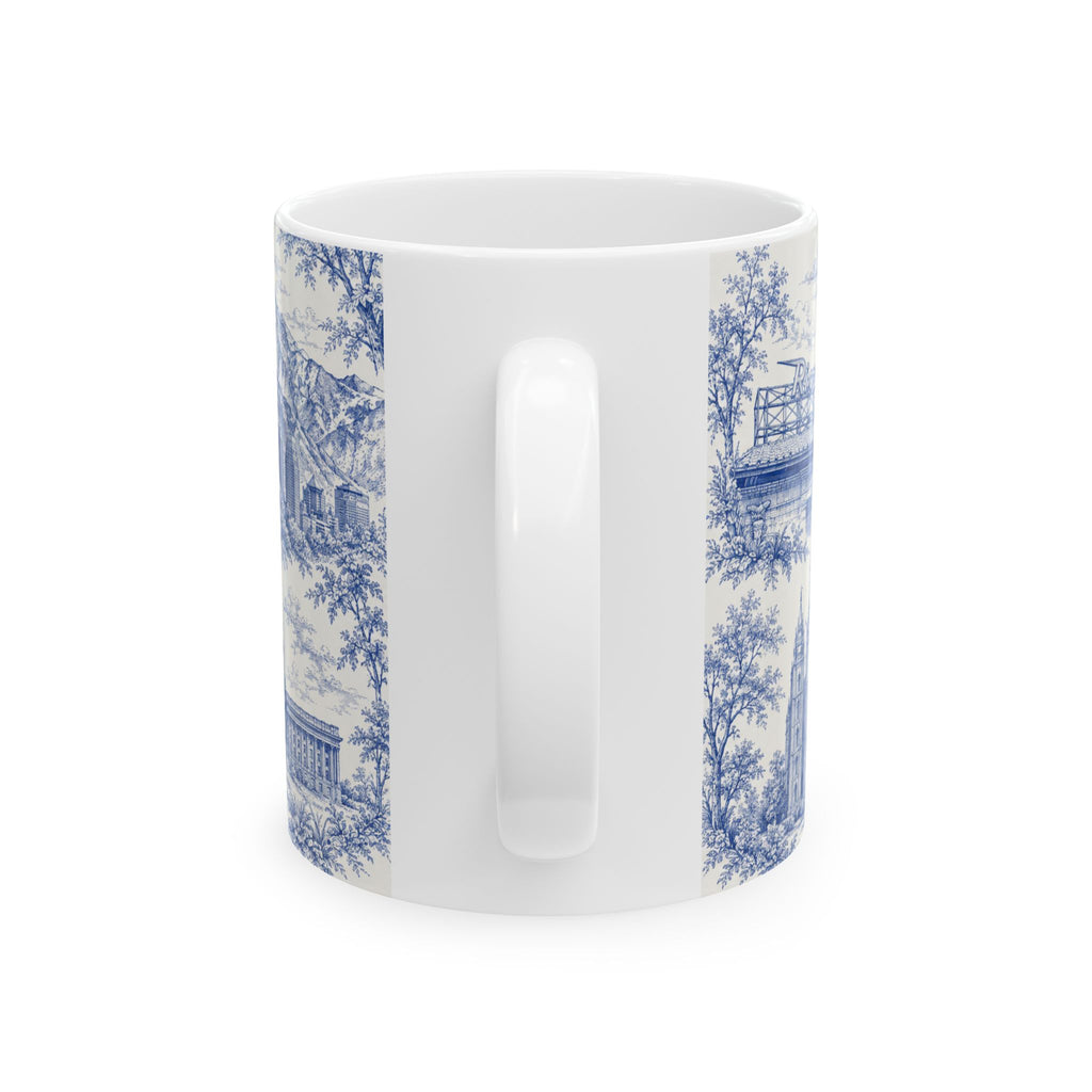 Salt Lake City Blue Toile de Jouy Mug —  Ceramic Coffee Cup (11oz)