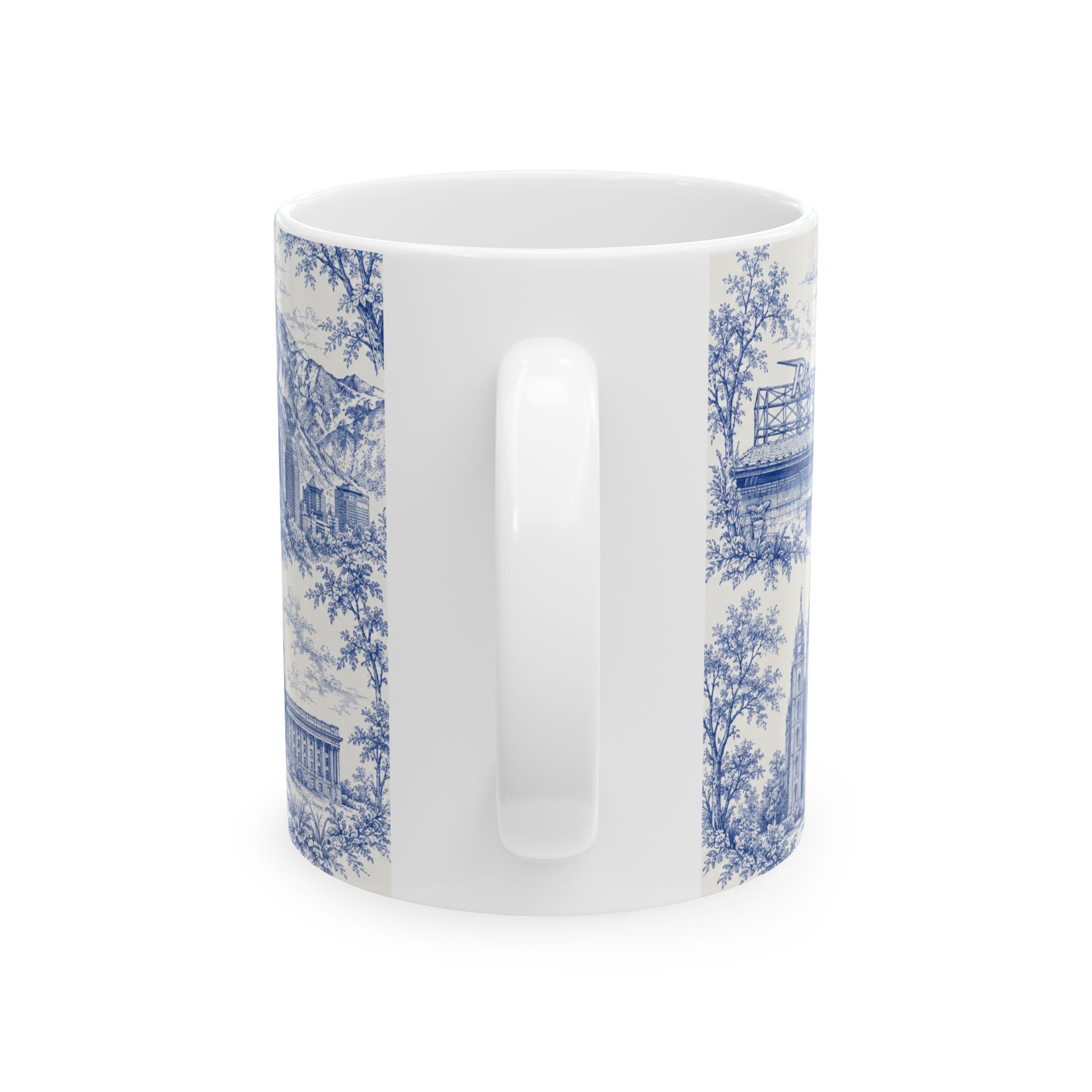 Salt Lake City Blue Toile de Jouy Mug —  Ceramic Coffee Cup (11oz)