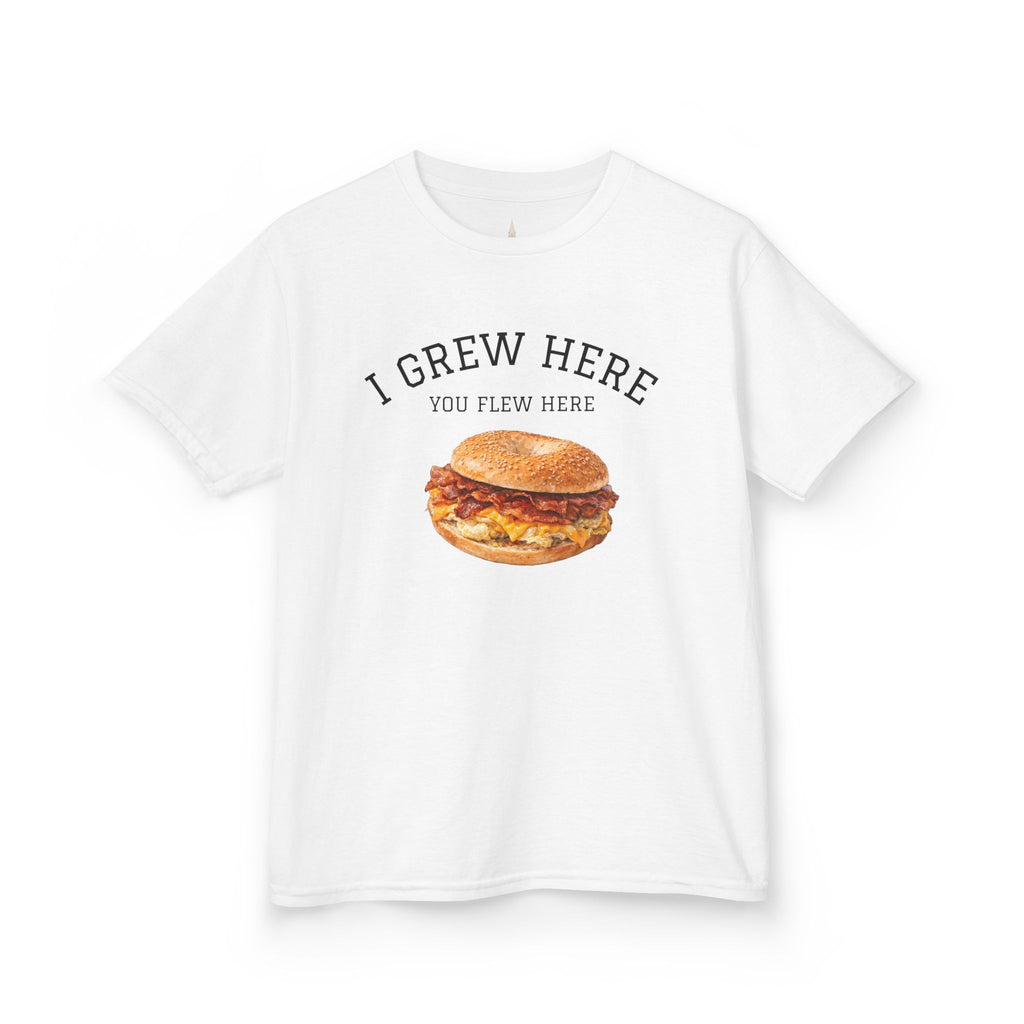 Bacon Egg and Cheese NYC Kids Tee —  I Grew Here You Flew Here T-Shirt for Children