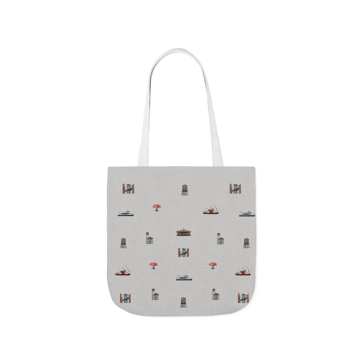 Icons of DUMBO Canvas Tote — Illustrated Miniature Brooklyn Icons Tote Bag