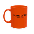 Mahj Queen New York Ceramic Mug — Bright Orange Mahjong Coffee Cup