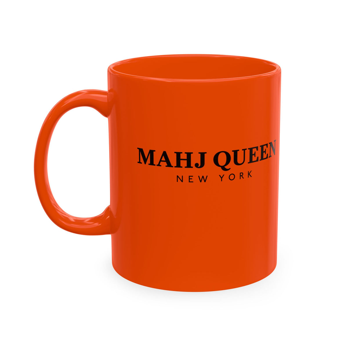 Mahj Queen New York Ceramic Mug — Bright Orange Mahjong Coffee Cup