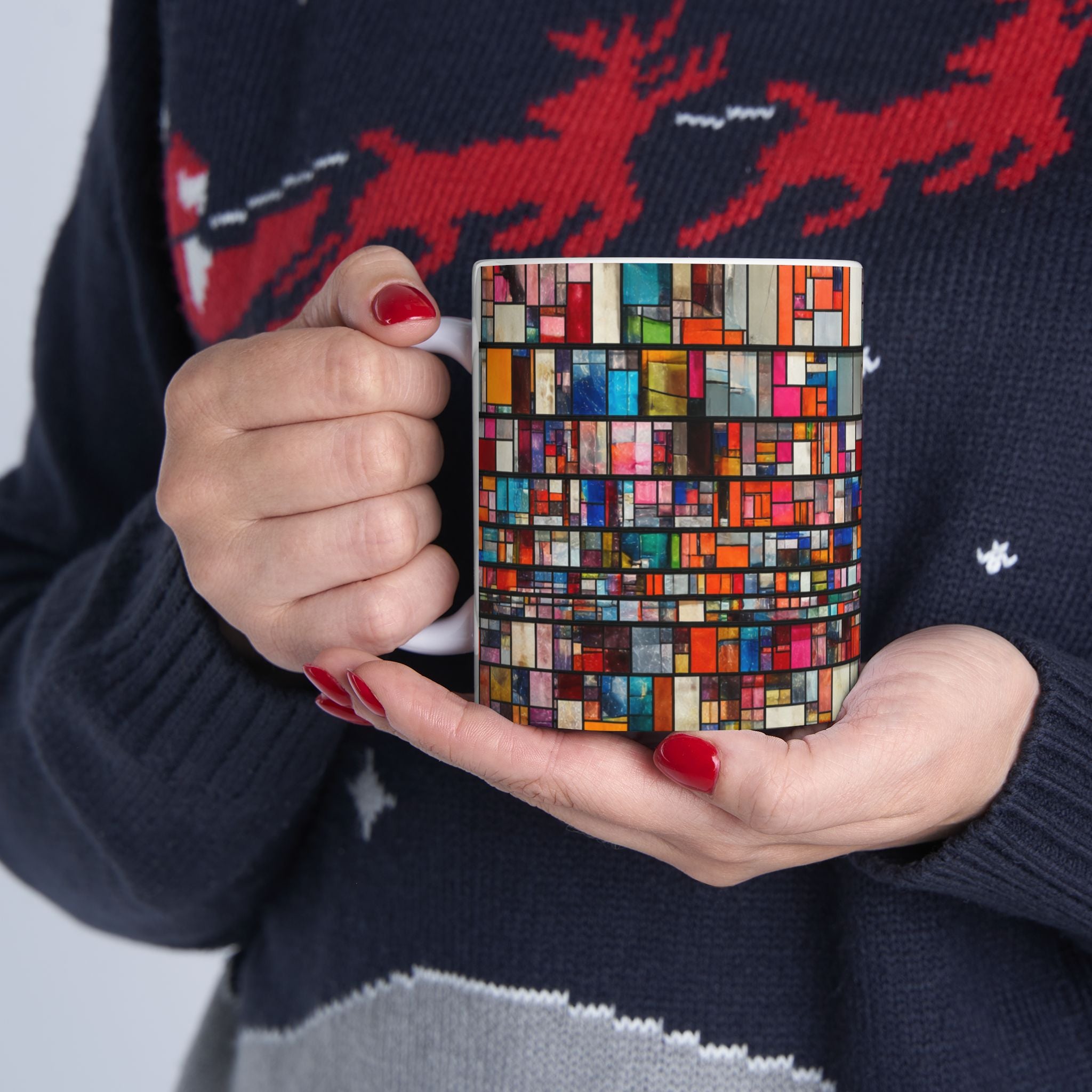 DUMBO Brooklyn Mosaic Water Tower Mug | Colorful Geometric Ceramic Mug 11oz