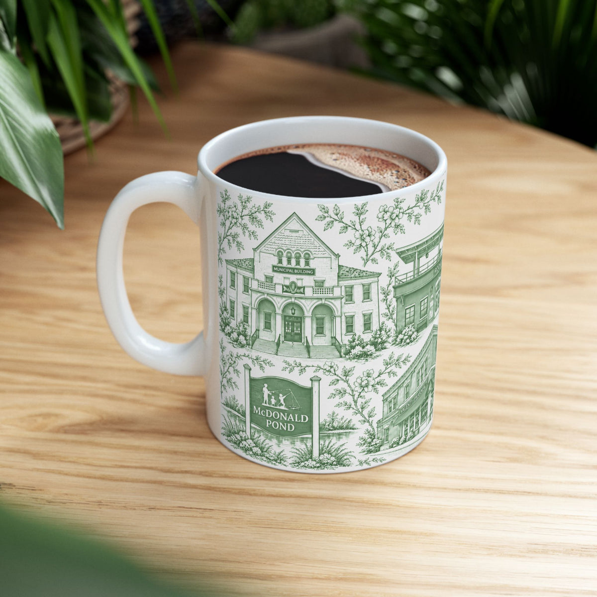 Rockville Center Green Toile de Jouy 11 oz Mug