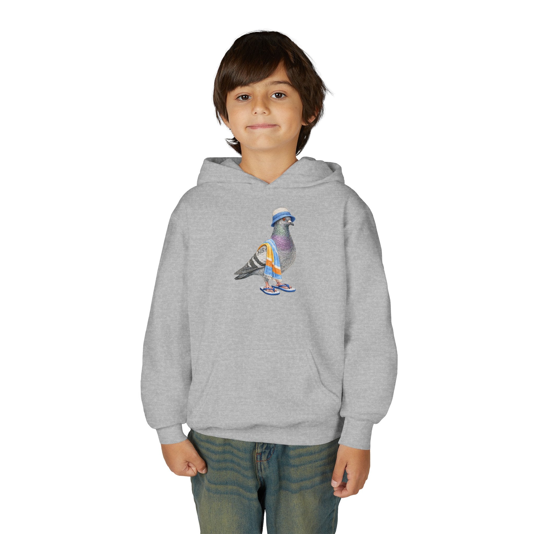 Sudadera con capucha personalizable Coney Island NYC Paloma NYC para niños | Sudadera con capucha para niños amantes de las aves "beach bum" de Nueva York