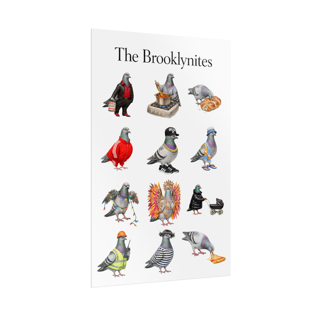 Póster Enrollado de Palomas de Barrio de Brooklynites NYC | Regalo para Amantes de las Aves de las Palomas de Brooklyn y Neoyorquinos