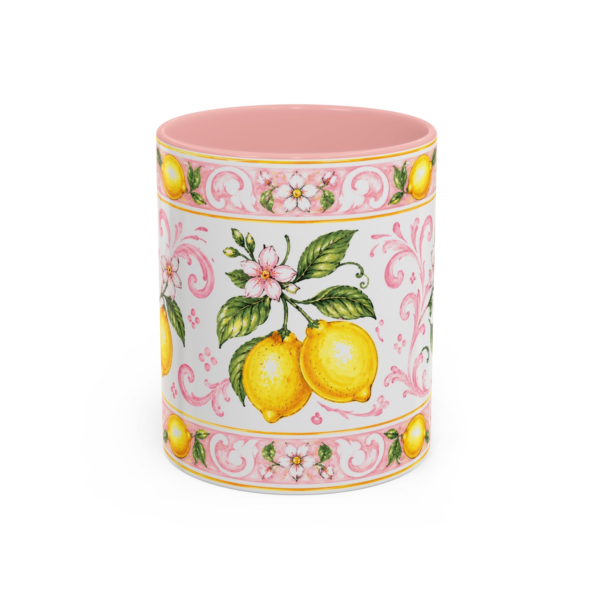 Little Italy Amalfi Pink Lemon 4 Accent Mug — La Dolce Vita Ceramic Kitchen Mug (11oz)