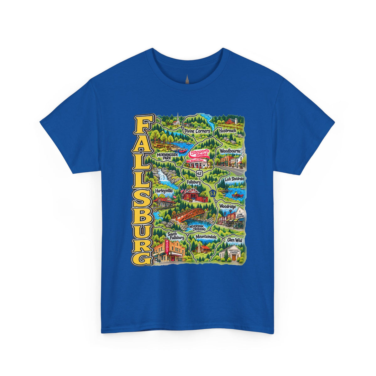 Fallsburg, NY Map T-Shirt  Catskills Upstate New York Tee