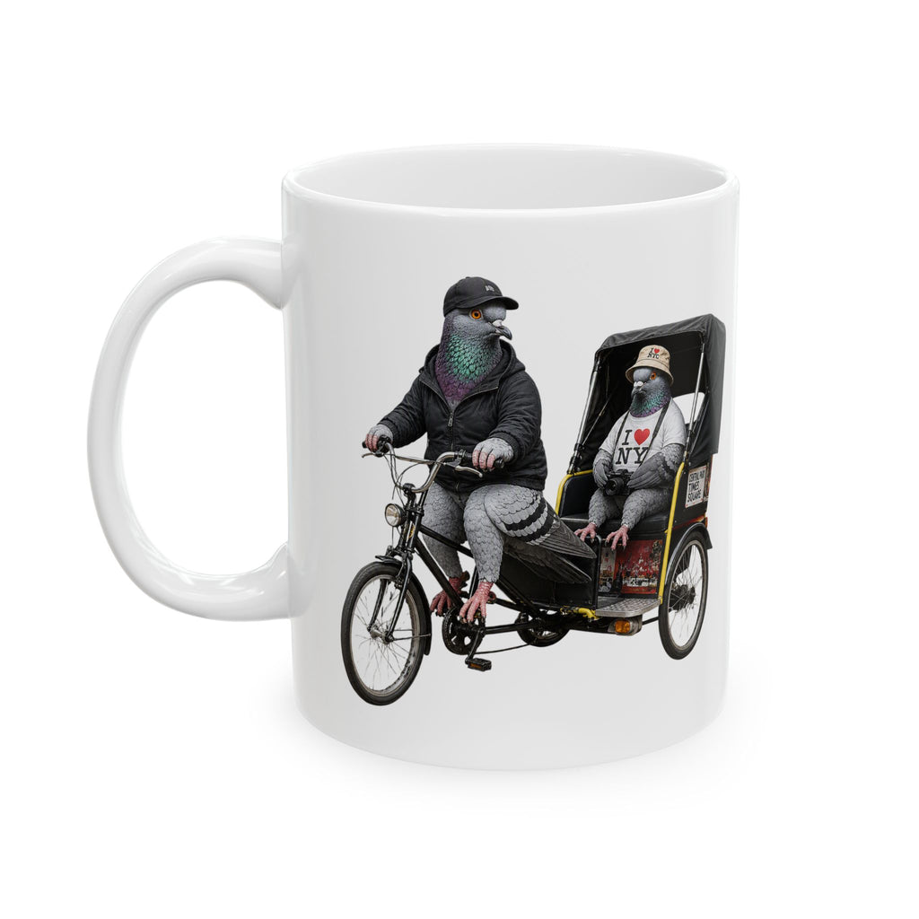 Customizable Times Square NYC Pigeon Mug | New York Bird Lovers Ceramic Coffee Cup