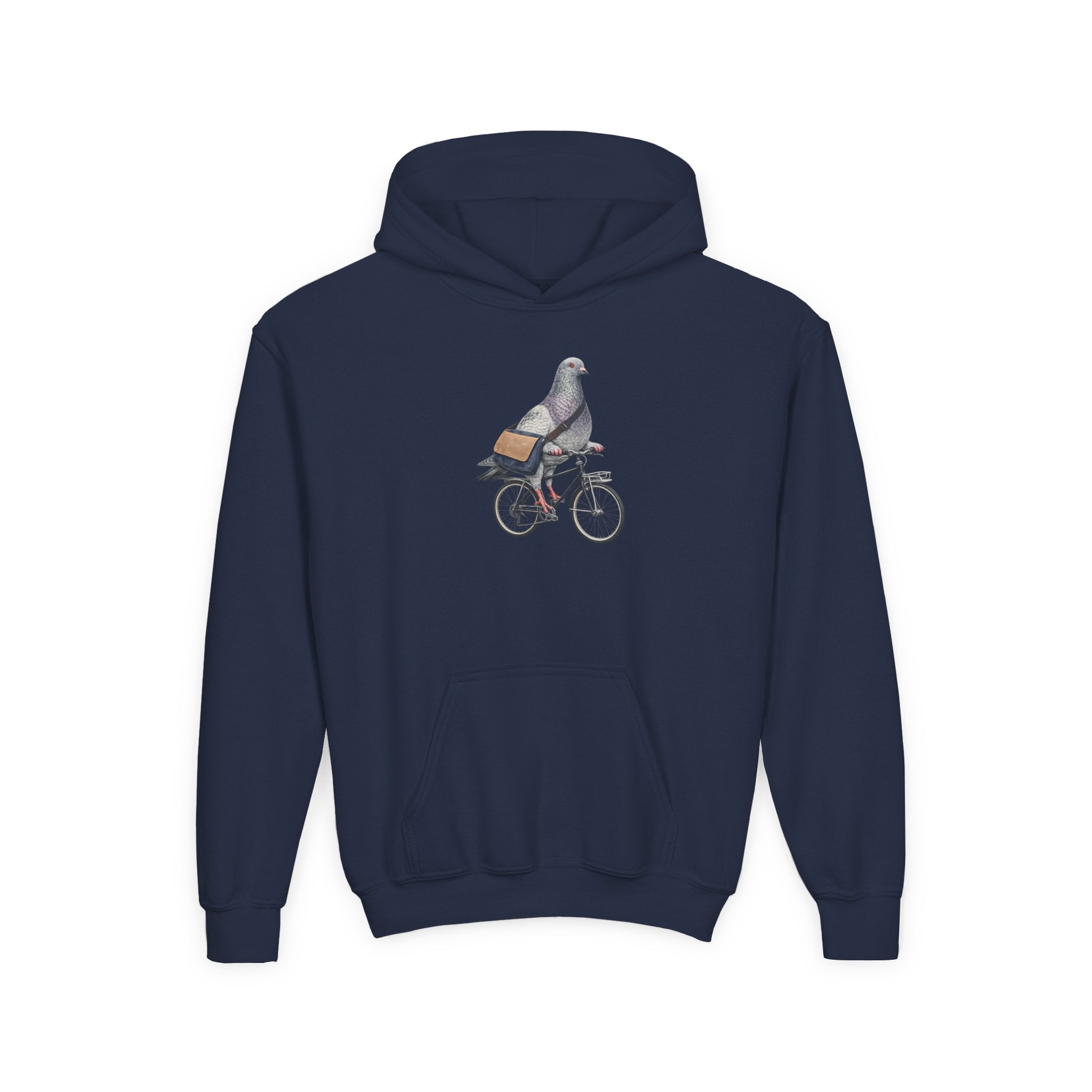 Customizable Midtown NYC Pigeon NYC Kids Hoodie | New York Bike Rider Bird Lovers Childrens Hooded Sweatshirt