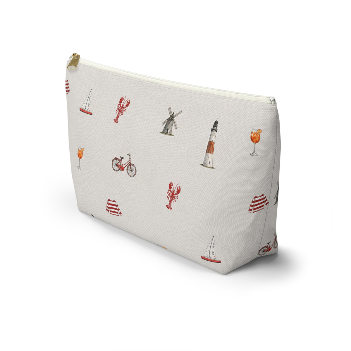Icons of The Hamptons Large Heather Gray Makeup Bag — T-Bottom Travel Pouch