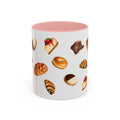 NYC Kosher Bakery Pattern Mug | Babka Cheesecake Rugelach Black + White Cookie Challah Bagel 11oz Ceramic Coffee Cup