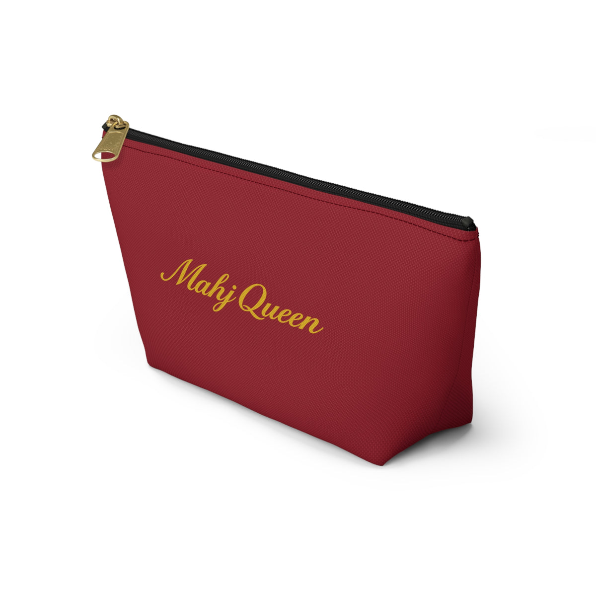 Maroon Mahj Queen Tile Bag  — Red T‑Bottom Makeup & Accessory Pouch