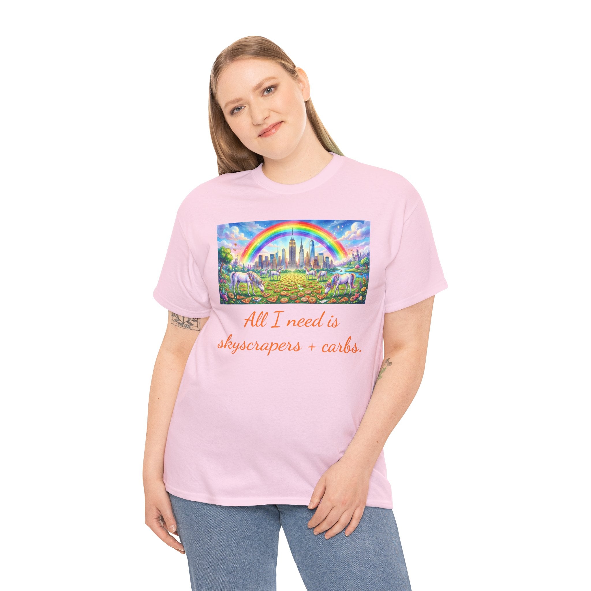 NYC Skyscrapers and Carbs T-Shirt | New York Is a Fairy Tale City Tee
