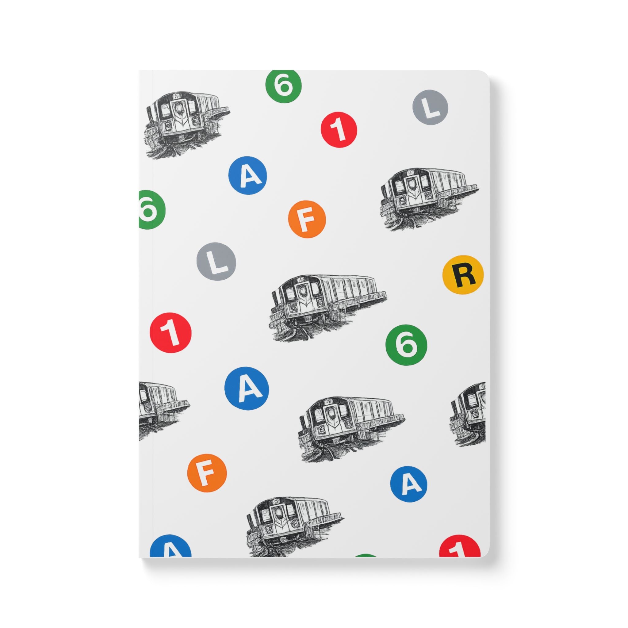 New York Subway Train Transit Icons  Pattern Journal | NYC Metro Subway Pattern Softcover Notebook