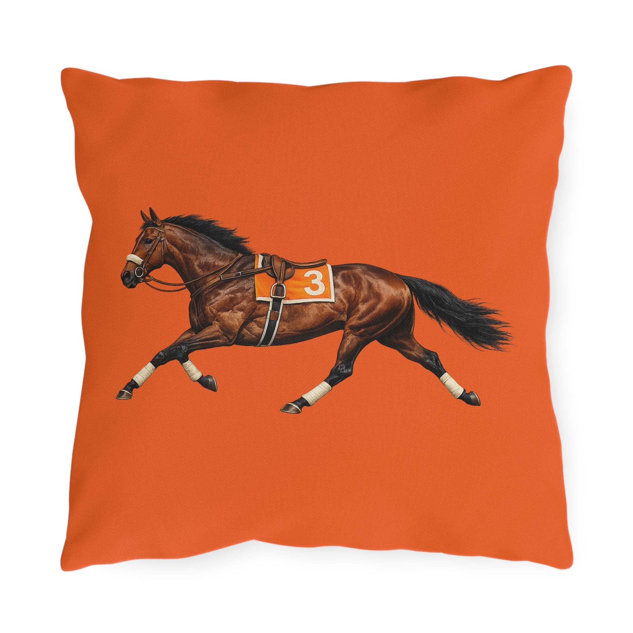 Ozone Park Horse Racing Outdoor Pillow  – Cozy Hamptons Patio Throw Cushion