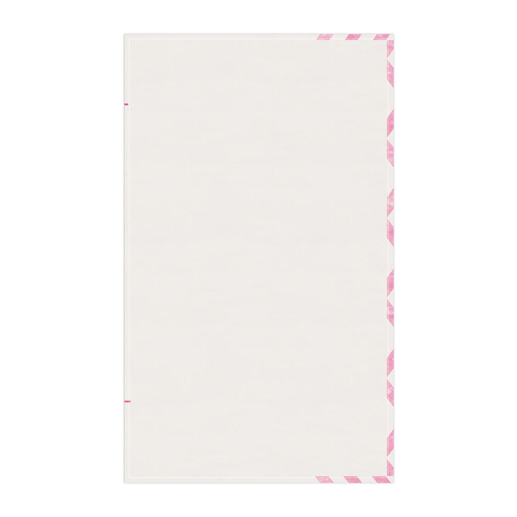 NYC Manhattan Skyline Pink Chevron Tea Towel — Minimal Pink & White New York City Skyline Kitchen Linen