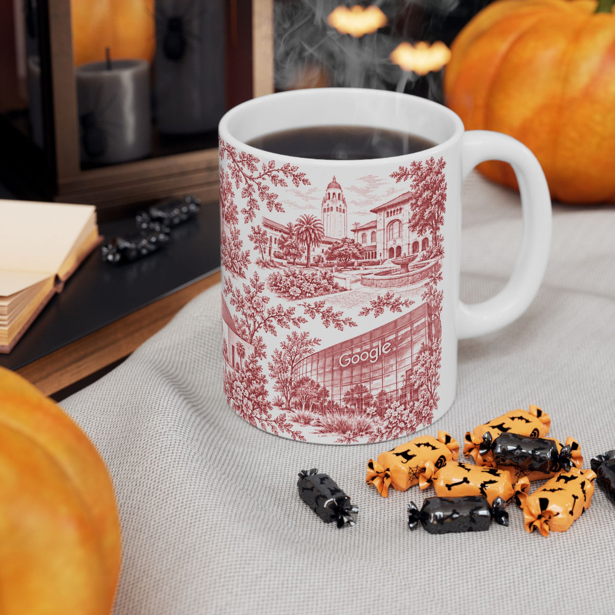 Silicon Valley Red Toile de Jouy 11oz Ceramic Mug