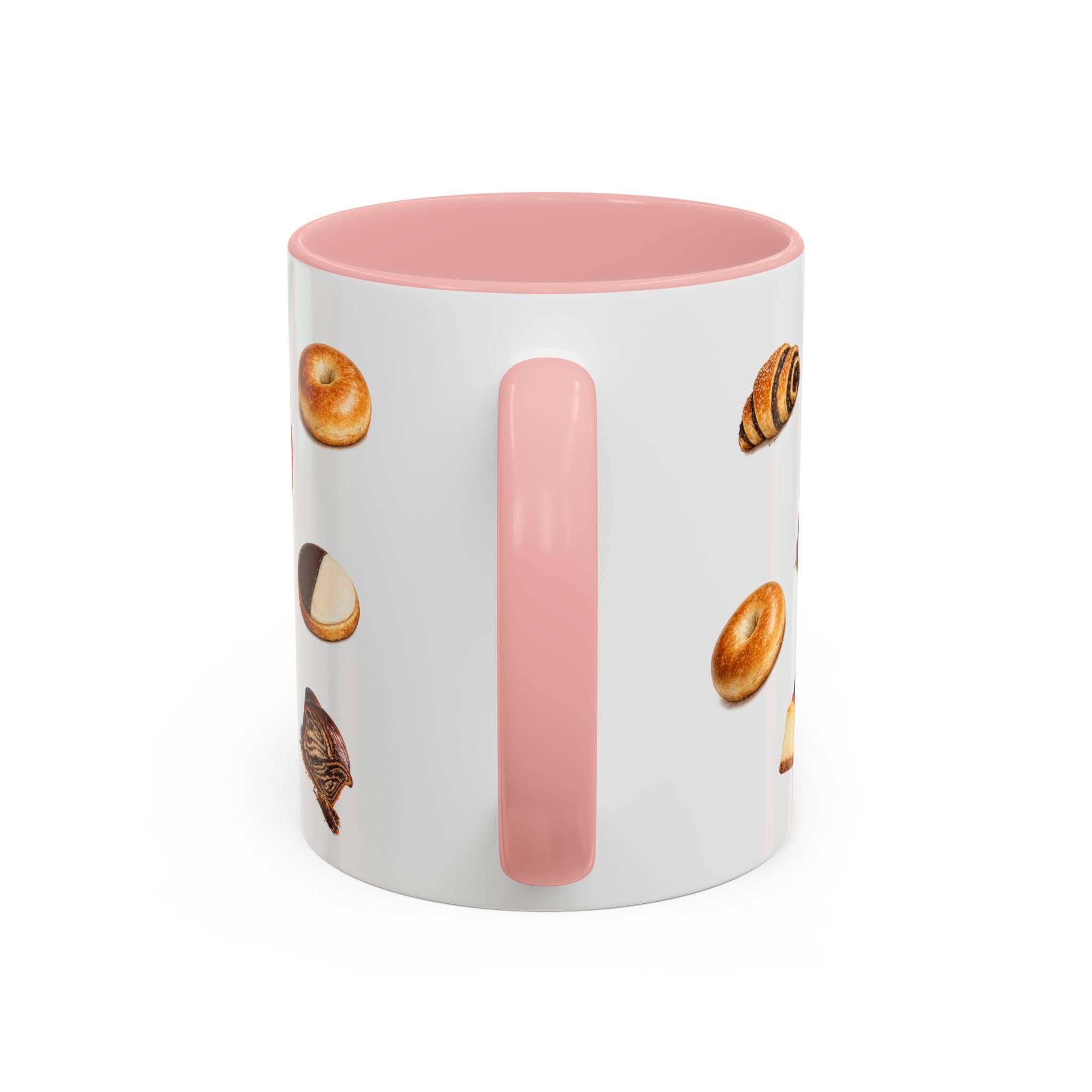 NYC Kosher Bakery Pattern Mug | Babka Cheesecake Rugelach Black + White Cookie Challah Bagel 11oz Ceramic Coffee Cup